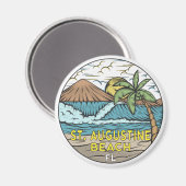 St Augustine Beach Florida Vintage Magnet (Vorderseite/Rückseite)