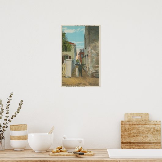 St. Augustine, FL - Ansicht Treasury Street & Poster (Küche)