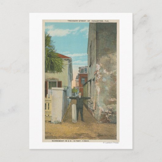 St. Augustine, FL - Ansicht Treasury Street & Postkarte (Vorderseite)