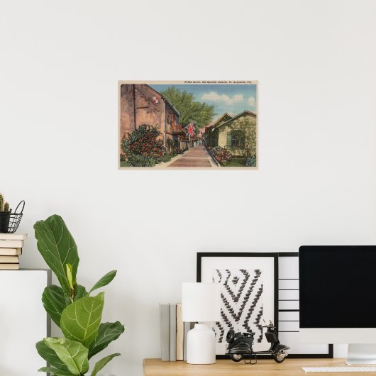 St. Augustine, FL - Aviles St. im Alten Spanisch Poster (Heimbüro)