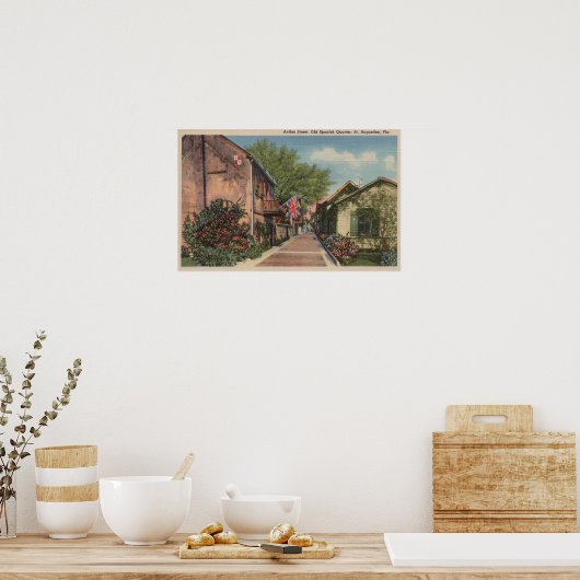 St. Augustine, FL - Aviles St. im Alten Spanisch Poster (Küche)