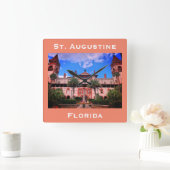 St. Augustine, FL - Ponce de Leon Hotel Quadratische Wanduhr (Zuhause)
