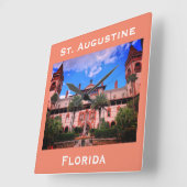 St. Augustine, FL - Ponce de Leon Hotel Quadratische Wanduhr (Winkel)