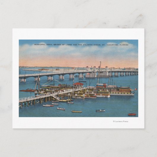 St. Augustine, FL - Sicht auf die Brücke der Löwen Postkarte (Vorderseite)