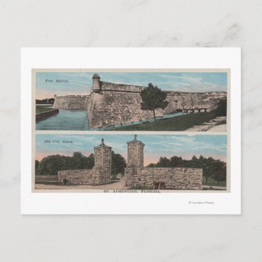St. Augustine, FL - Sicht auf Ft. Marion & City Postkarte (Vorderseite)