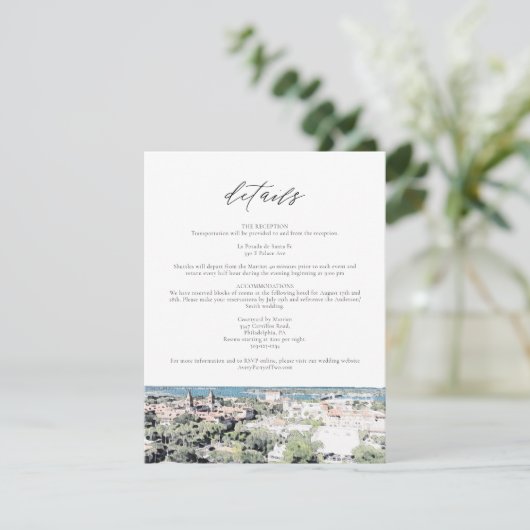 ST AUGUSTINE Fl Skyline Zieldetails-Karte Einladung (Stehend Vorderseite)