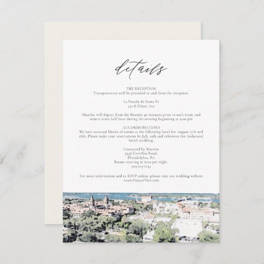 ST AUGUSTINE Fl Skyline Zieldetails-Karte Einladung (Vorne/Hinten)