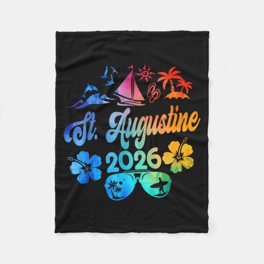 St. Augustine Florida 2026 Urlaub Tie Dye Sommer Fleecedecke (Vorderseite)