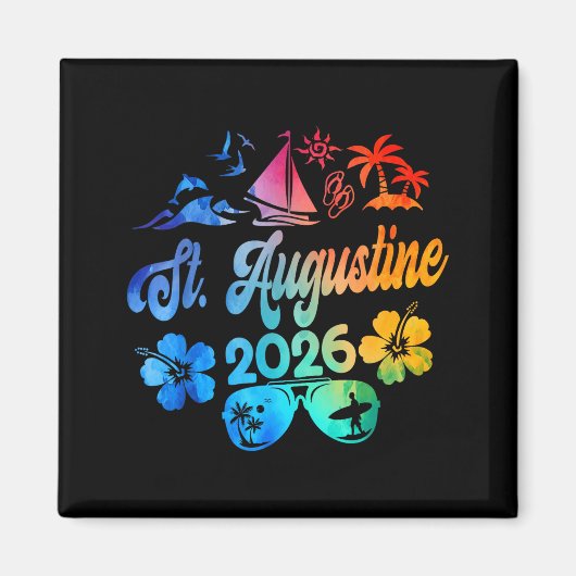 St. Augustine Florida 2026 Urlaub Tie Dye Sommer Magnet (Vorne)