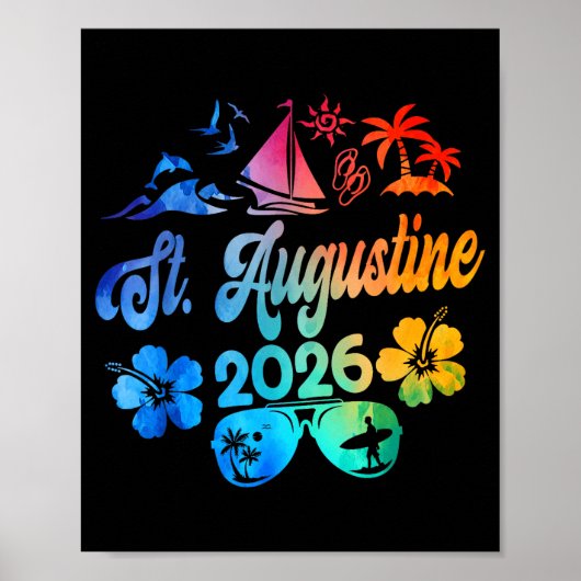 St. Augustine Florida 2026 Urlaub Tie Dye Sommer Poster (Vorne)
