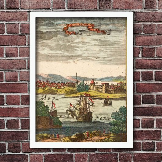 St. Augustine Florida Antique 1686 Gravieren Poster