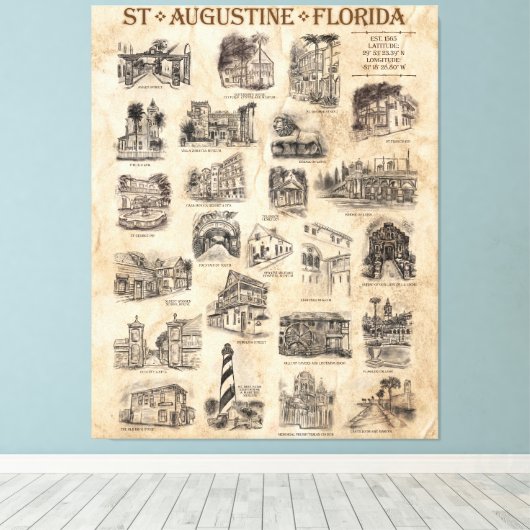 St. Augustine, Florida Art Poster Leinwanddruck (Insitu (Holzboden))