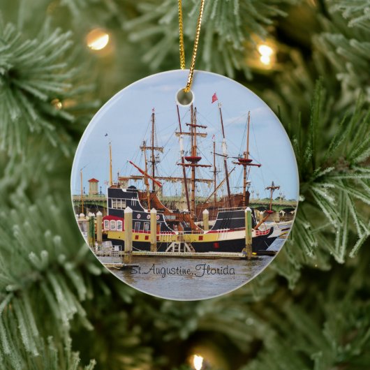 St. Augustine Florida Das Schwarze Piratenschiff Keramik Ornament (Baum)