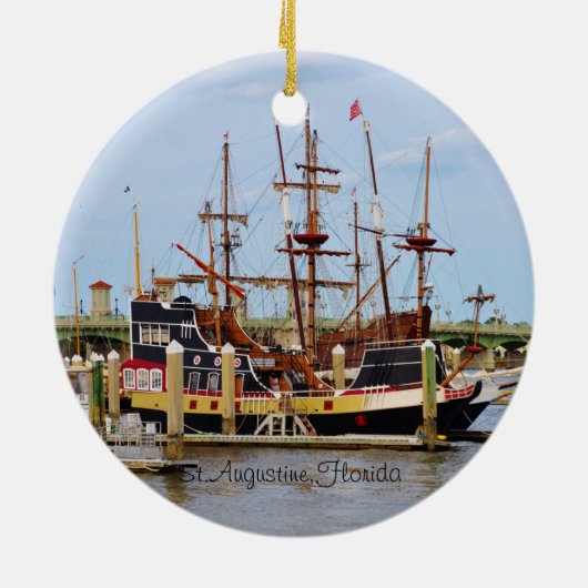 St. Augustine Florida Das Schwarze Piratenschiff Keramik Ornament (Hinten)