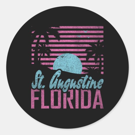 St. Augustine Florida Fl Citrus State Miami Vibes  Runder Aufkleber (Vorderseite)