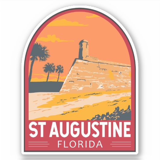 St. Augustine Florida Kunstvoll wandern im Valle V Aufkleber (Vorderseite)