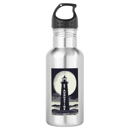 St. Augustine Florida Leuchtturm Mond Edelstahlflasche (Vorderseite)