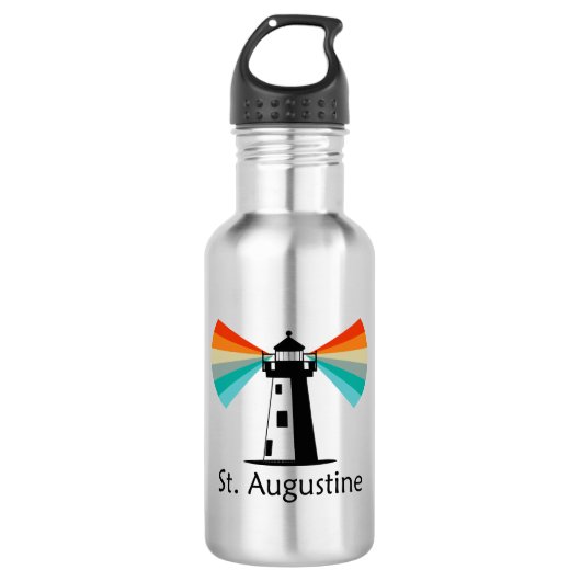St. Augustine Florida Leuchtturm Regenbogen Edelstahlflasche (Vorderseite)
