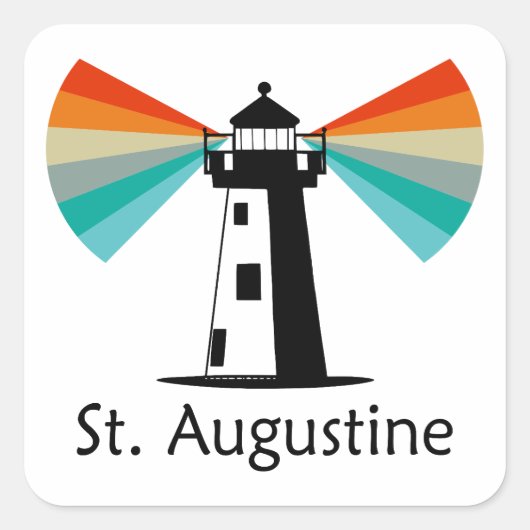 St. Augustine Florida Leuchtturm Regenbogen Quadratischer Aufkleber (Vorderseite)
