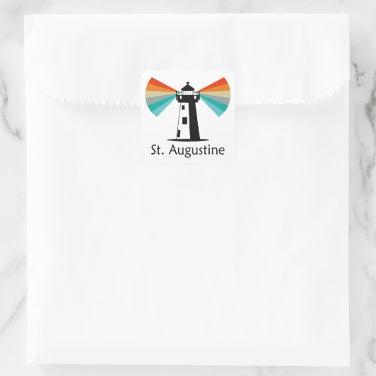 St. Augustine Florida Lighthouse Rainbow Quadratischer Aufkleber (Tasche)