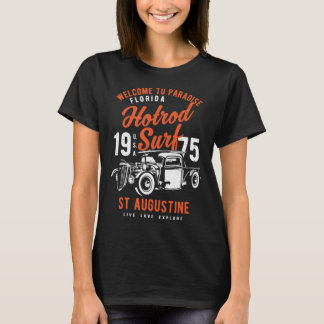 St Augustine Florida Retro Hotrod Surf Distressed  T-Shirt