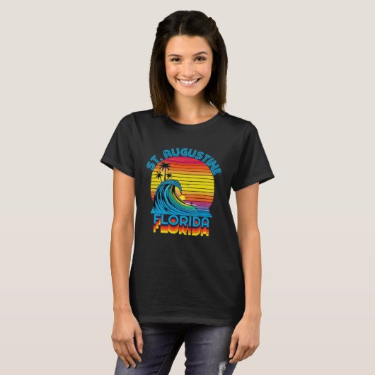 St Augustine Florida Retro Throwback Surf & Beach  T-Shirt (Vorne ganz)