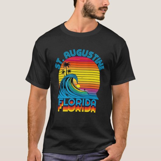 St Augustine Florida Retro Throwback Surf & Beach  T-Shirt (Vorderseite)