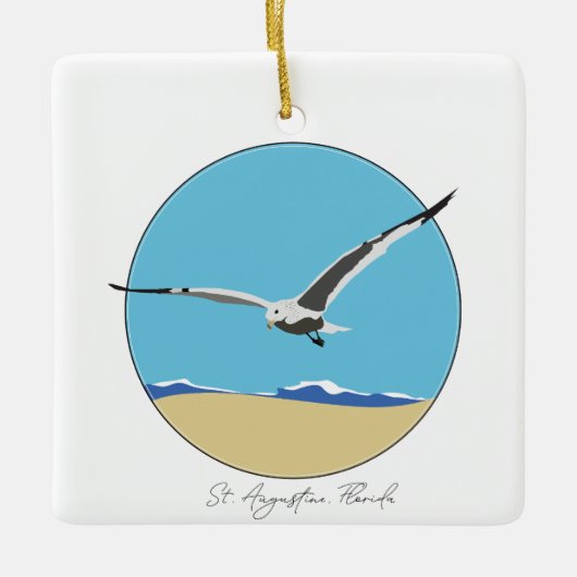 St. Augustine, Florida Sea Gull am Strand Keramikornament (Vorderseite)