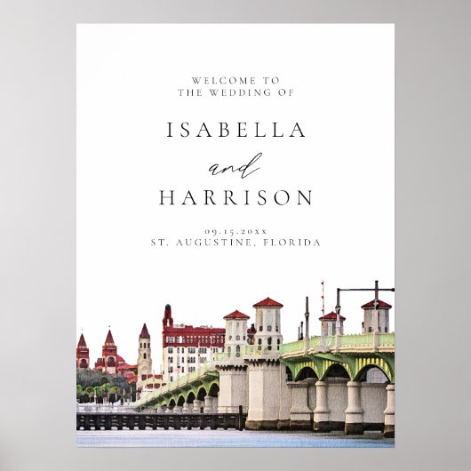 ST AUGUSTINE Florida Skyline Wedding Willkommen Poster (Vorne)
