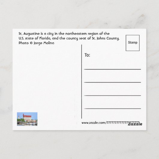 St. Augustine, Florida, USA Postkarte (Rückseite)