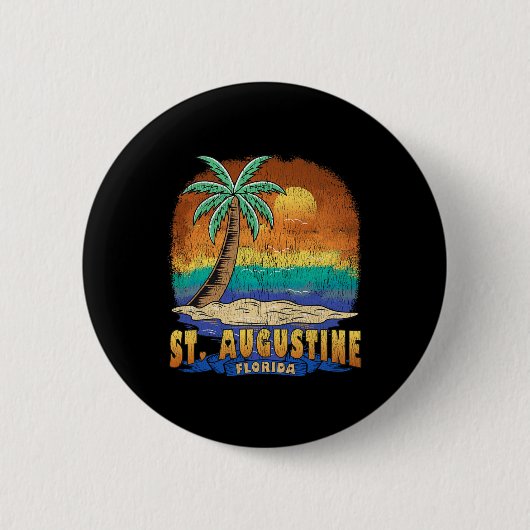 St. Augustine Florida Vintag Distressive Souvenir Button (Vorderseite)