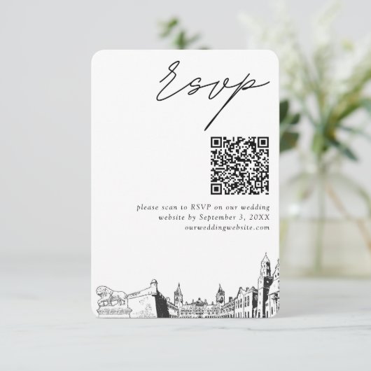 St Augustine Florida Wedding RSVP QR Code Small Begleitkarte (Stehend Vorderseite)