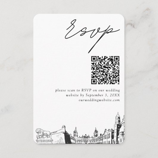 St Augustine Florida Wedding RSVP QR Code Small Begleitkarte (Vorderseite)