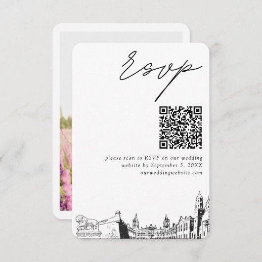 St Augustine Florida Wedding RSVP QR Code Small Begleitkarte (Vorne/Hinten)