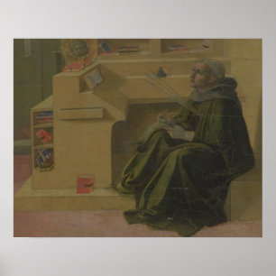 St Augustine in seiner Studie (Predella des Barbad Poster