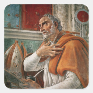St Augustine in seiner Zelle, c.1480 Quadratischer Aufkleber