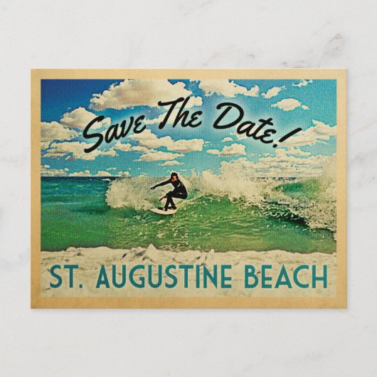 St Augustine Save the Date Florida Surfing Ankündigungspostkarte (Vorderseite)