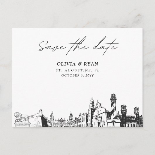 St. Augustine Save the Date Postcard Wedding Postkarte (Vorderseite)