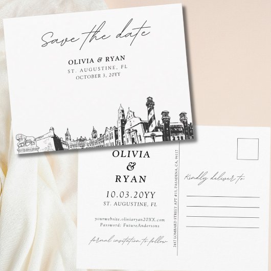 St. Augustine Save the Date Postcard Wedding Postkarte