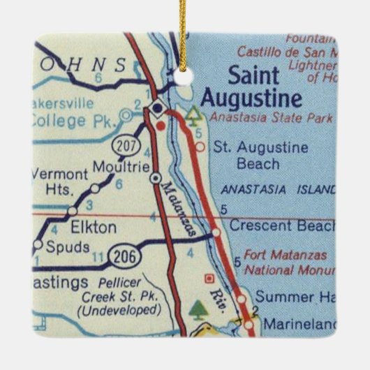 St. Augustine Vintage Karte Keramikornament (Rückseite)