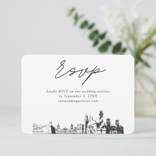 St Augustine Wedding Minimalistisch Sketch UAWG Begleitkarte (Stehend Vorderseite)