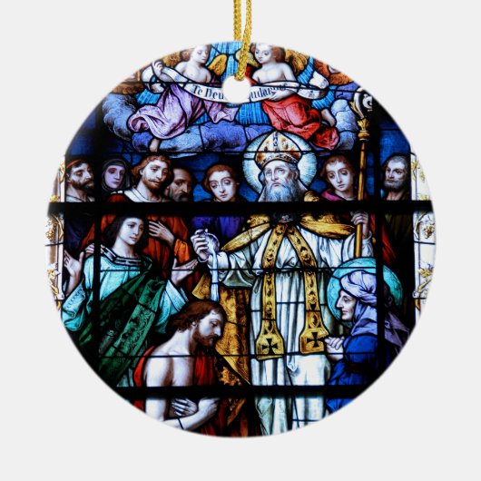 St- AugustineBuntglas Keramik Ornament (Vorne)