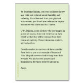 St. Bakhita Prayer Card Tischnummer (Rückseite)