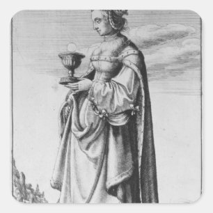 St. Barbara, geätzt von Wenceslaus Hollar, 1647 Quadratischer Aufkleber