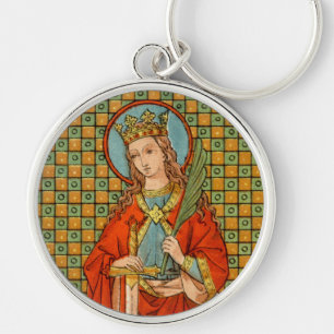 St. Barbara (JP 01) Runde Metalldose Schlüsselanhänger