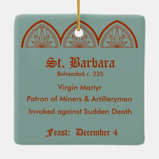 St. Barbara (JP 01) Square Keramikornament (Rückseite)