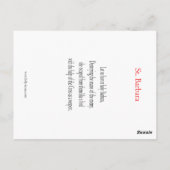 St. Barbara Prayer Card Postkarte (Rückseite)