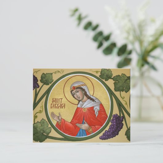 St. Barbara Prayer Card Postkarte (Stehend Vorderseite)