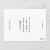 St. Barbara Prayer Card Postkarte (Rückseite)