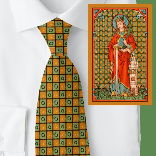 St Barbara's Squares (JP01) Neck Tie (Green Back) Krawatte